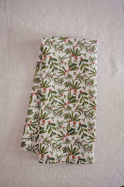 Linen Tea Towel in Holly Berry