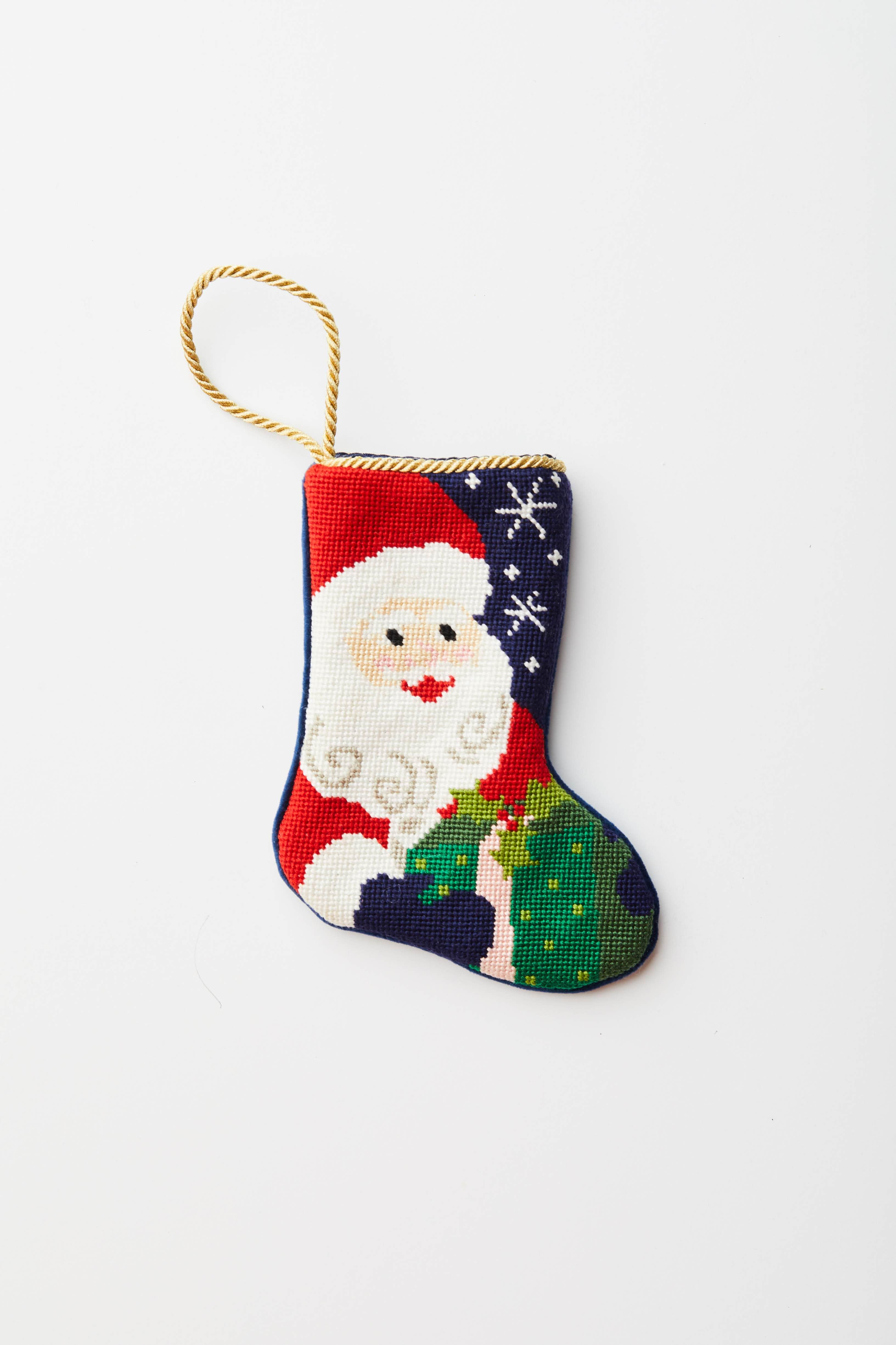 Santa Christmas Needlepoint Stocking